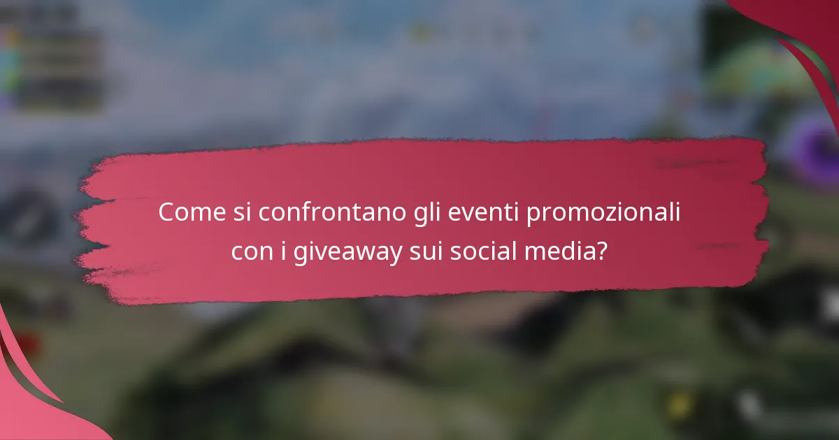 Come si confrontano gli eventi promozionali con i giveaway sui social media?