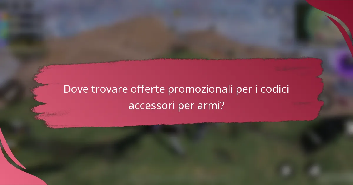 Dove trovare offerte promozionali per i codici accessori per armi?