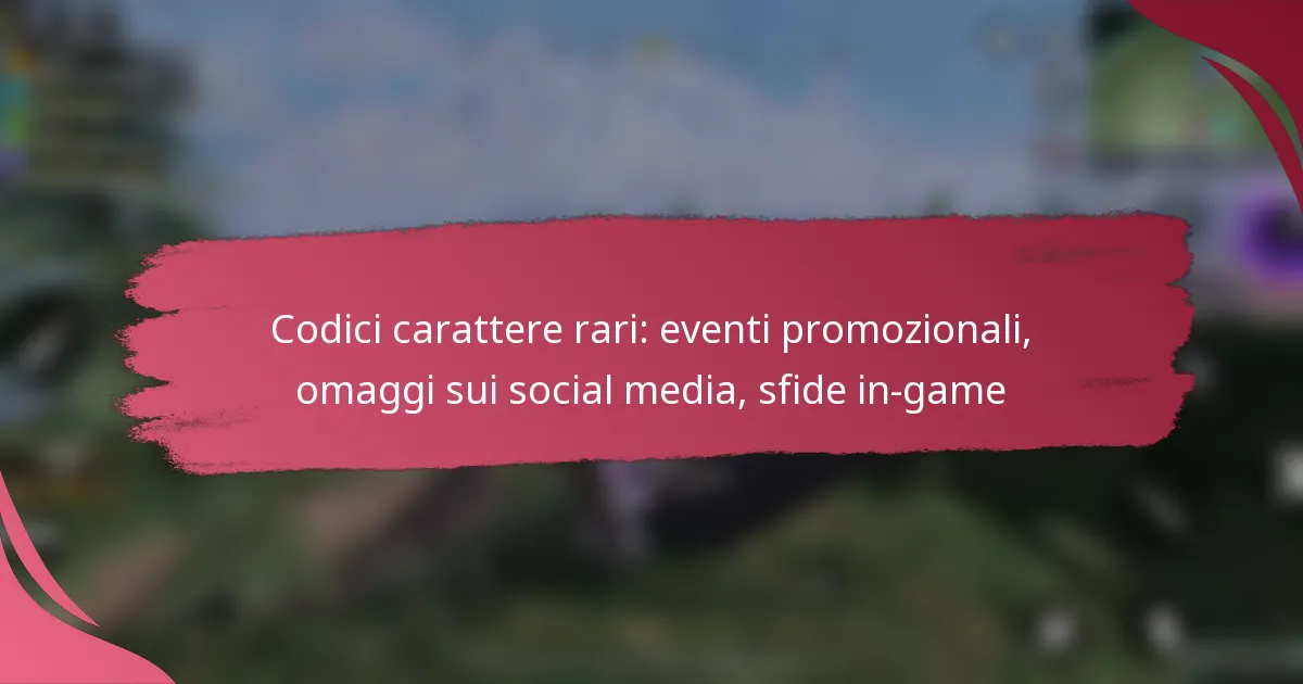 Codici carattere rari: eventi promozionali, omaggi sui social media, sfide in-game