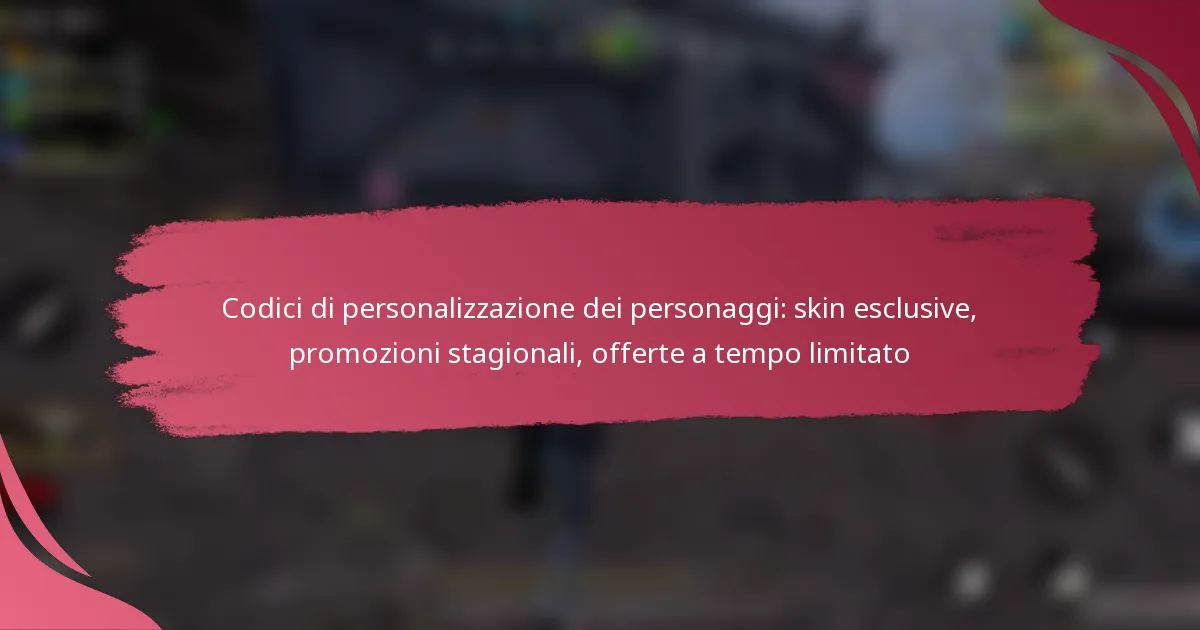 Codici di personalizzazione dei personaggi: skin esclusive, promozioni stagionali, offerte a tempo limitato