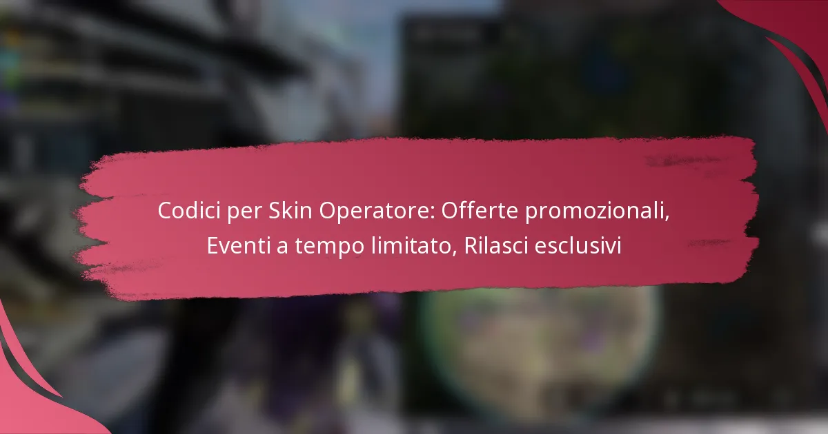 Codici per Skin Operatore: Offerte promozionali, Eventi a tempo limitato, Rilasci esclusivi