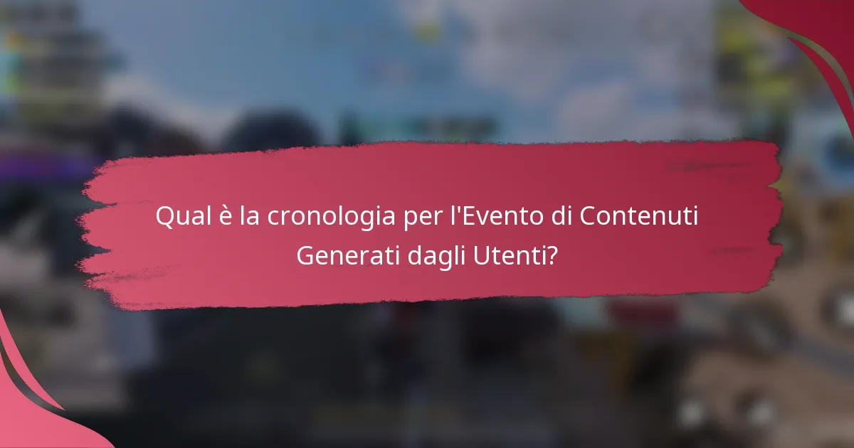 Qual è la cronologia per l'Evento di Contenuti Generati dagli Utenti?