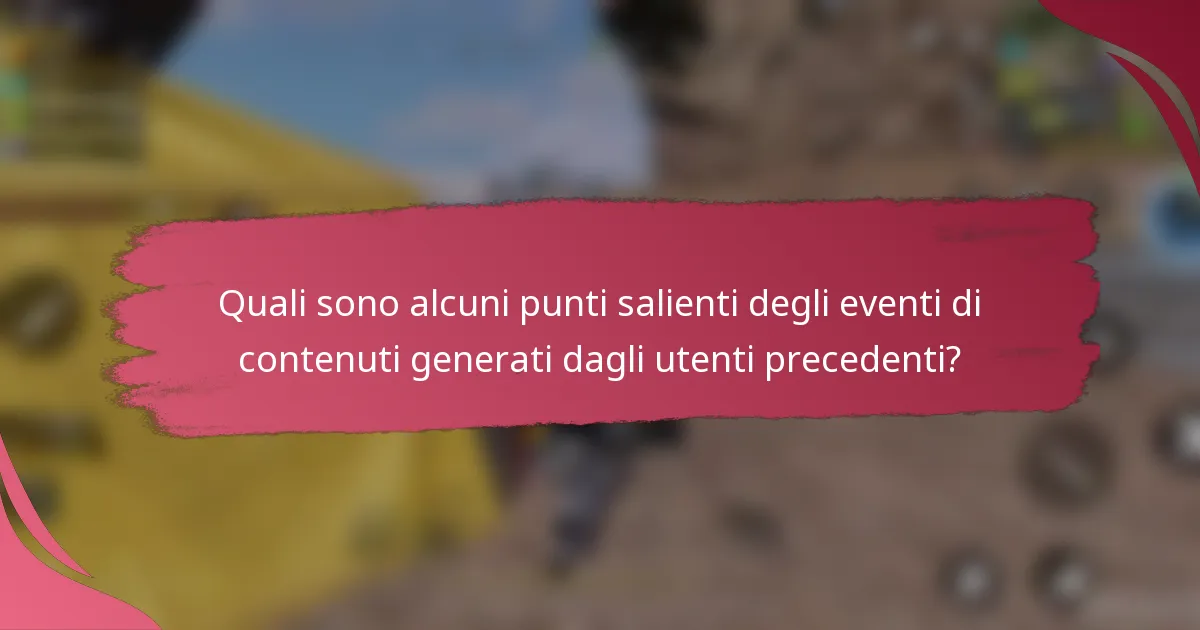 Quali sono alcuni punti salienti degli eventi di contenuti generati dagli utenti precedenti?